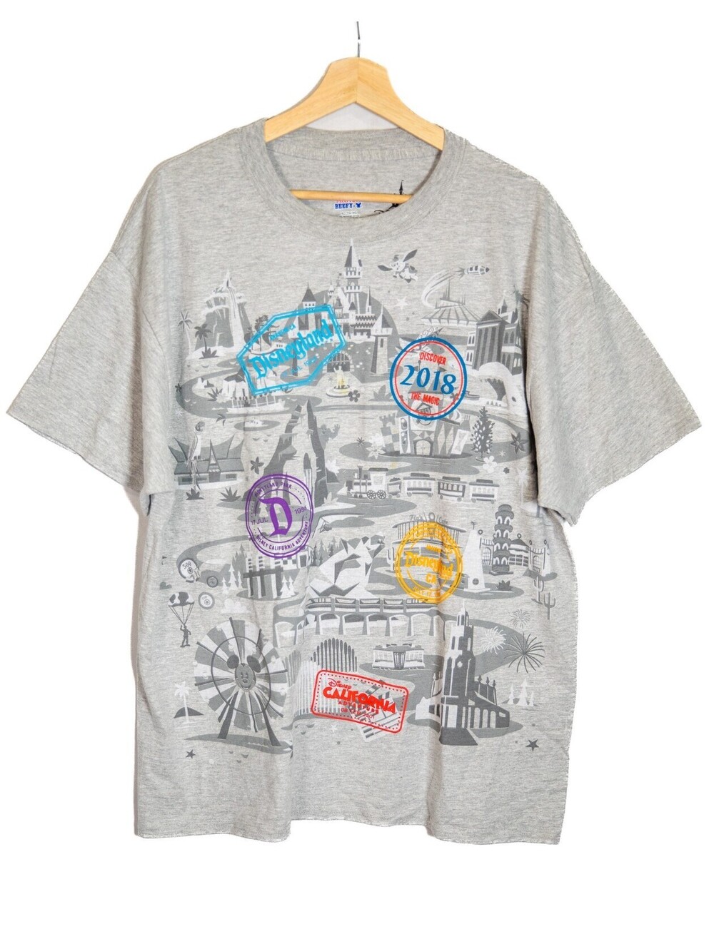Disney Graphic T-Shirt Disneyland Timeline Tour Tee Short Sleeve 2018 Mens XL
